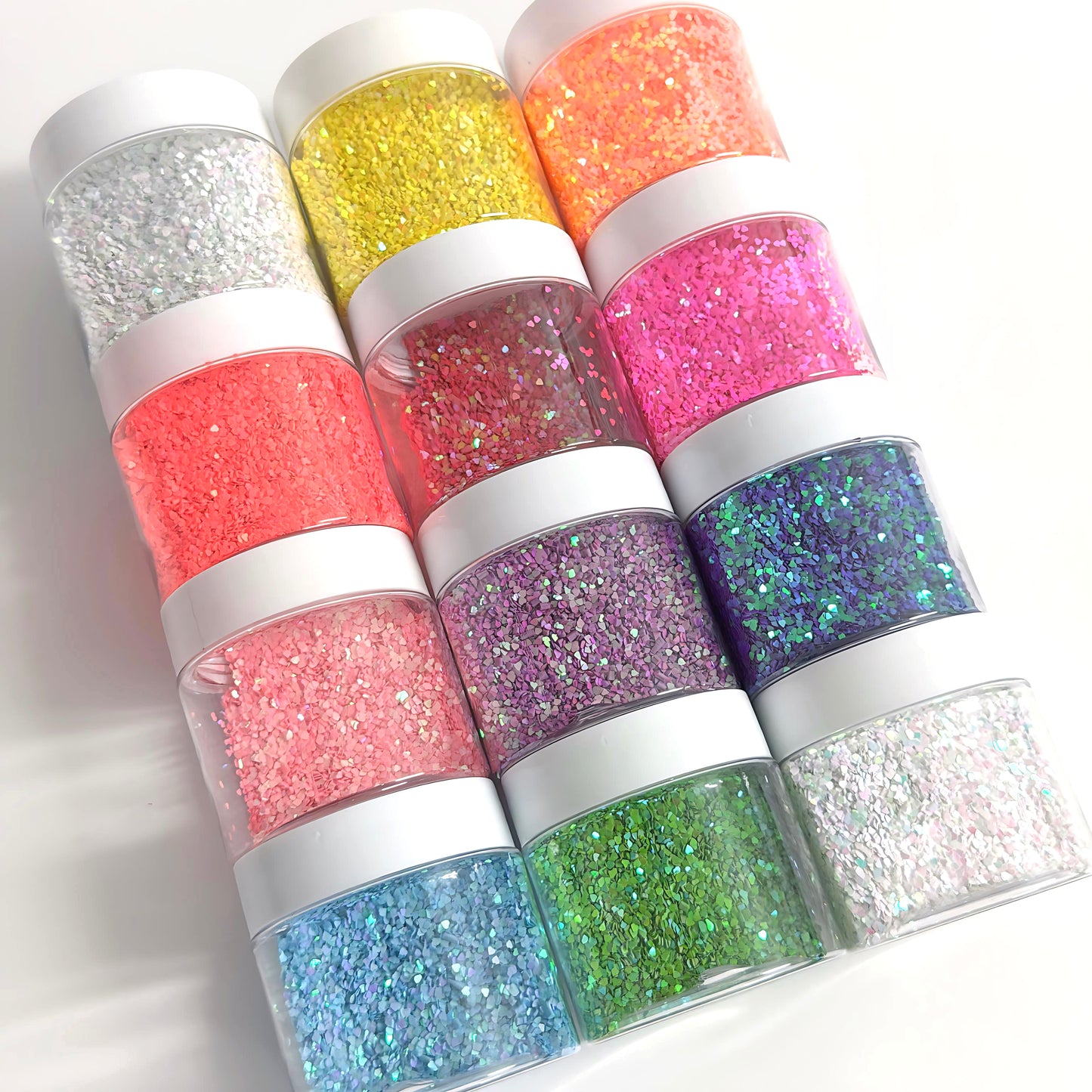 TINY HEARTS : Colour-shift Holographic Glitter : choose your colour : medium white jar : Destash item