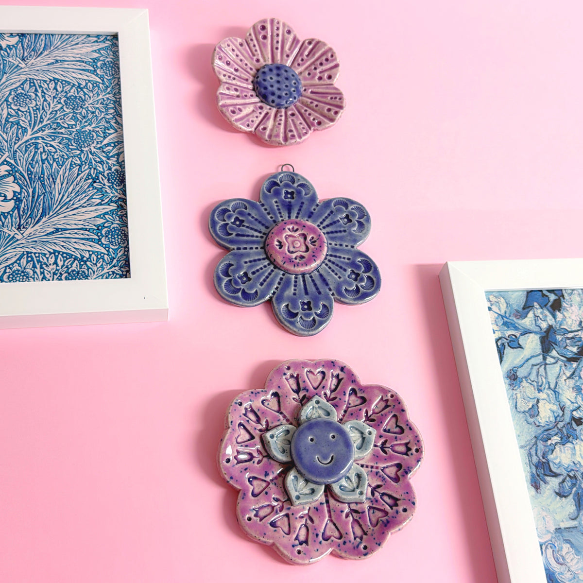 Lavender Lilac & Violet WALLFLOWERS Wall Art : Choose your design : Handmade Ceramic Ornaments by Jo Kealley