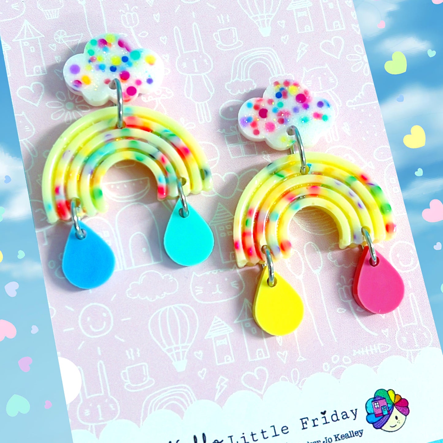 FAIRYBREAD RAINBOWS - Petite : Choose your colour : Stud top Handmade Resin & Acrylic DROP Earrings