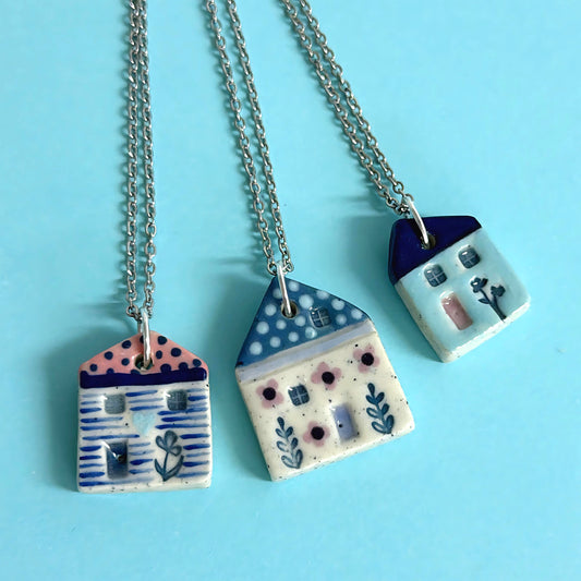 Hello Little HOMES 6 : Choose your Home : Handpainted One of a kind : Ceramic Home Pendants by Jo Kealley