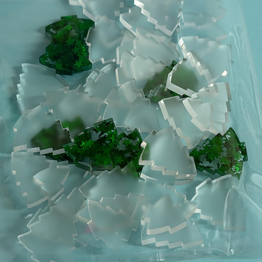 20mm CHRISTMAS TREES for stud earring size : 3mm clear frosted Acrylic components : Destash item