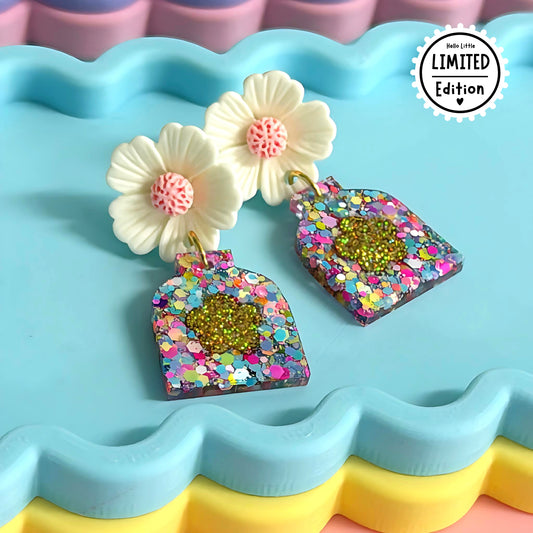 Limited Edition : BEAUTIFUL BOUQUET MINI : Handmade Resin DROP Earrings