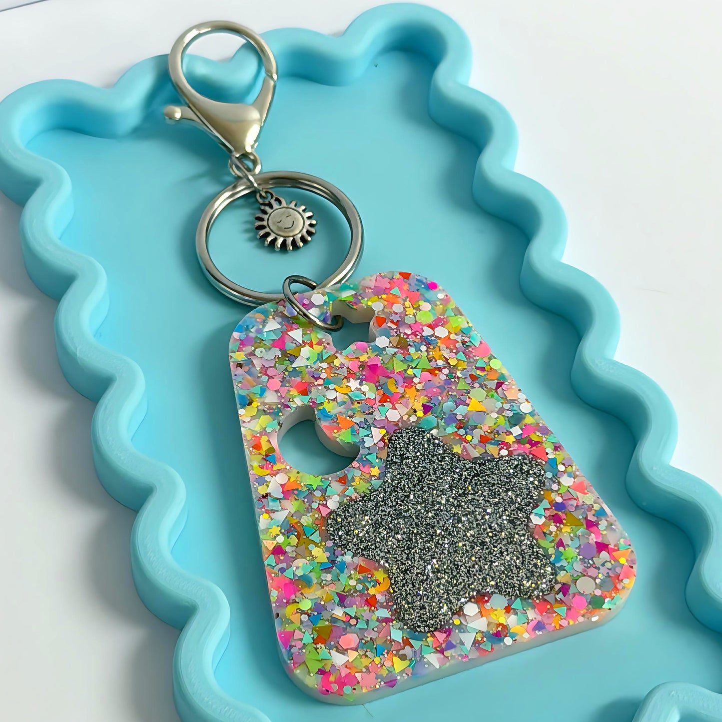 RAINBOW CONFETTI : Handmade Resin KEY CHAIN or BAG CHARM