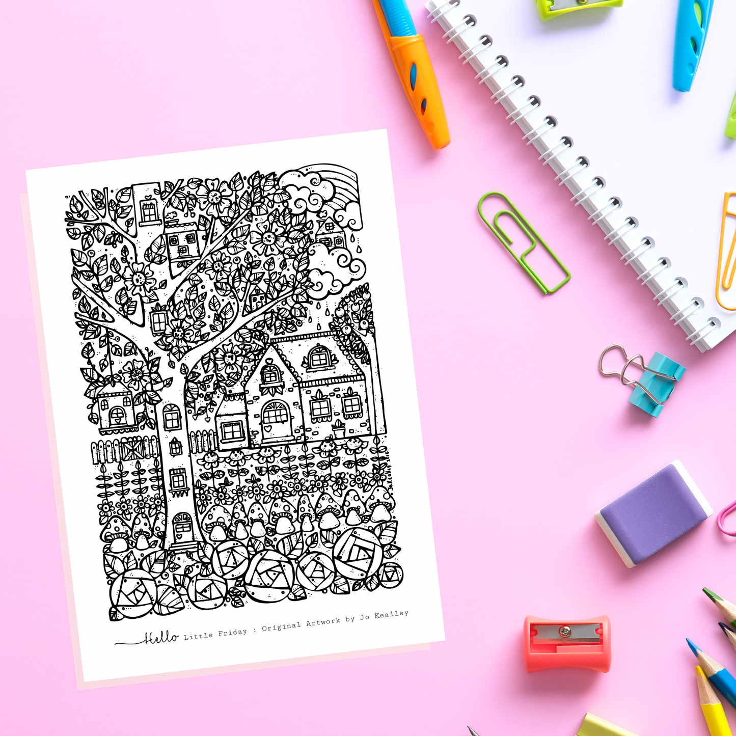 ART PRINTS & COLOURING CARDS : Set of 5 A5
