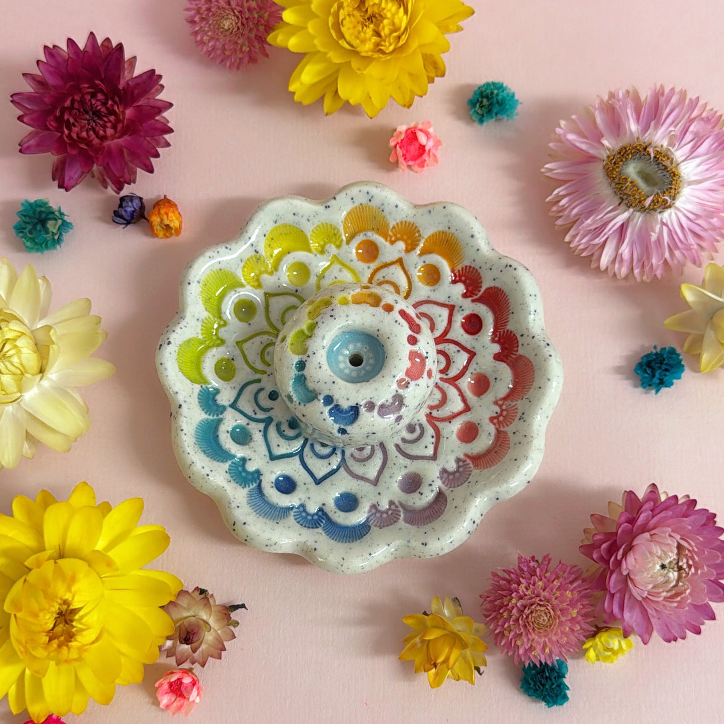 RAINBOW DAYDREAMS : Handmade Ceramic Incense Holder by Jo Kealley