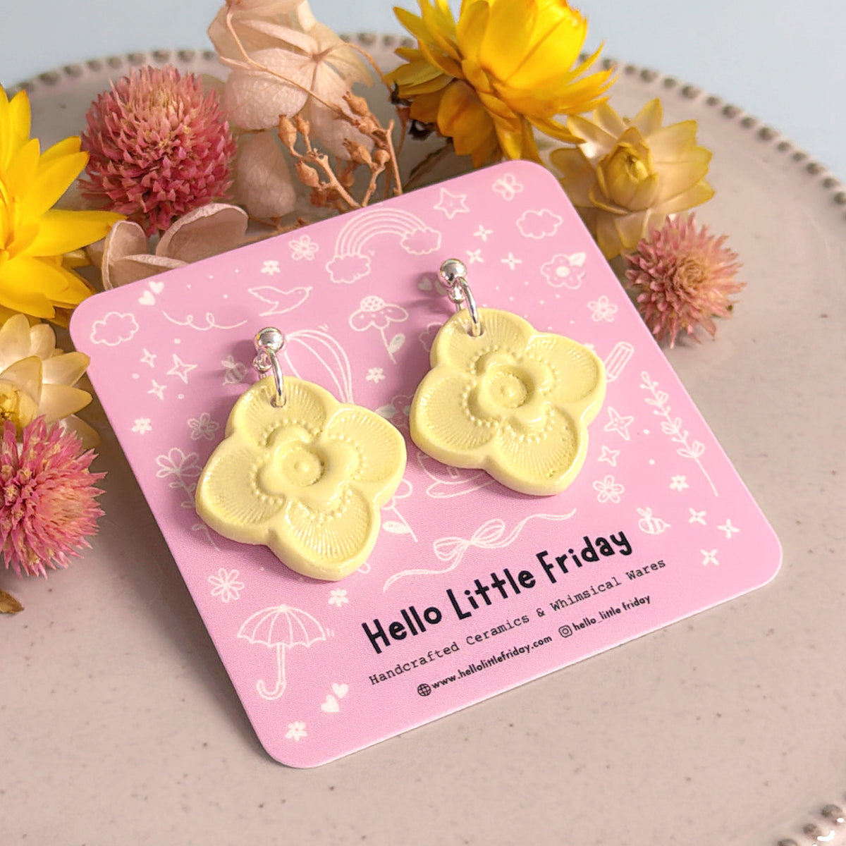 Petite LILAC BLOOMS : Choose your colour ~ PORCELAIN Drop Earrings Handmade by Jo Kealley