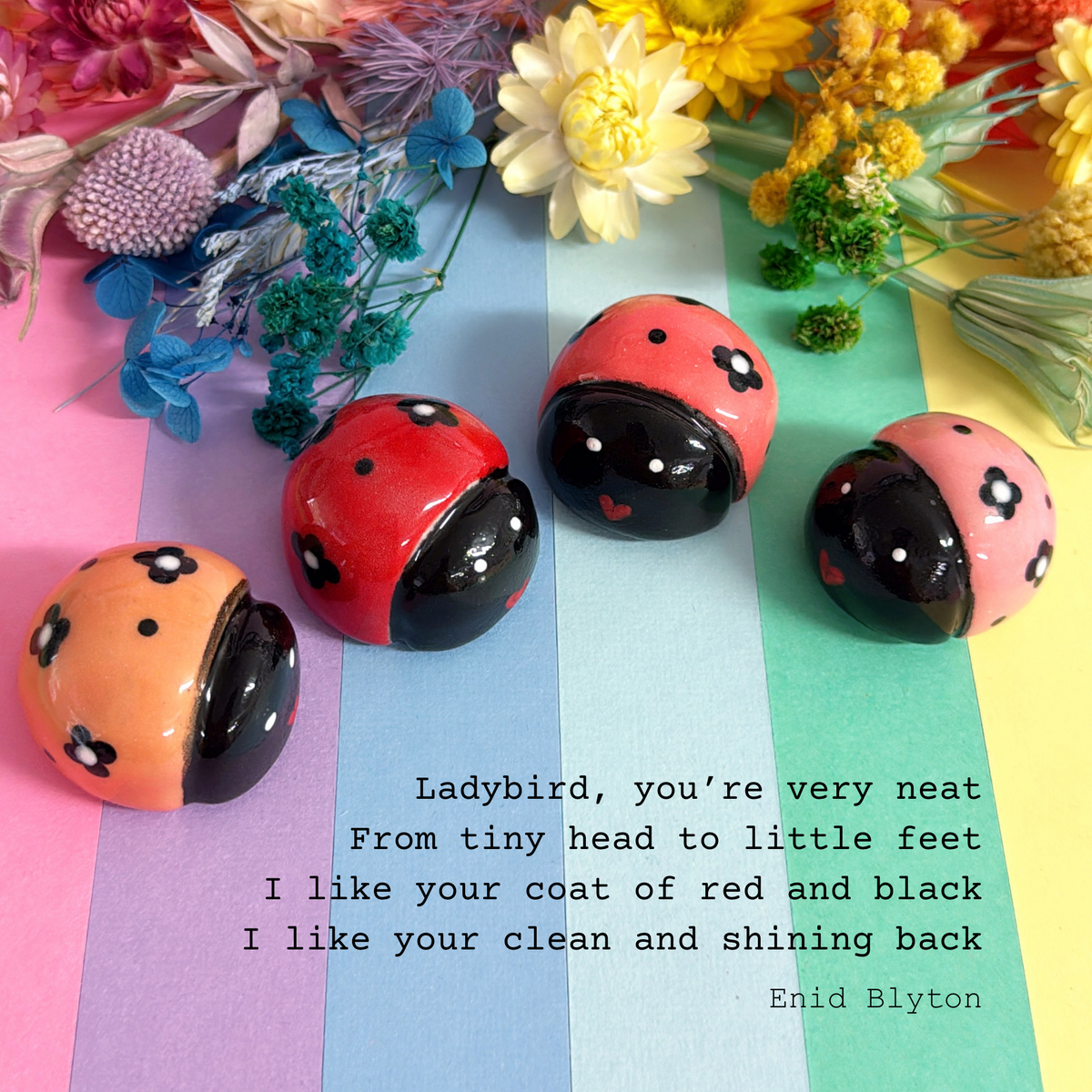 Hello Little LADYBIRDS : Choose your colour : Handmade Ceramic Whimsies by Jo Kealley