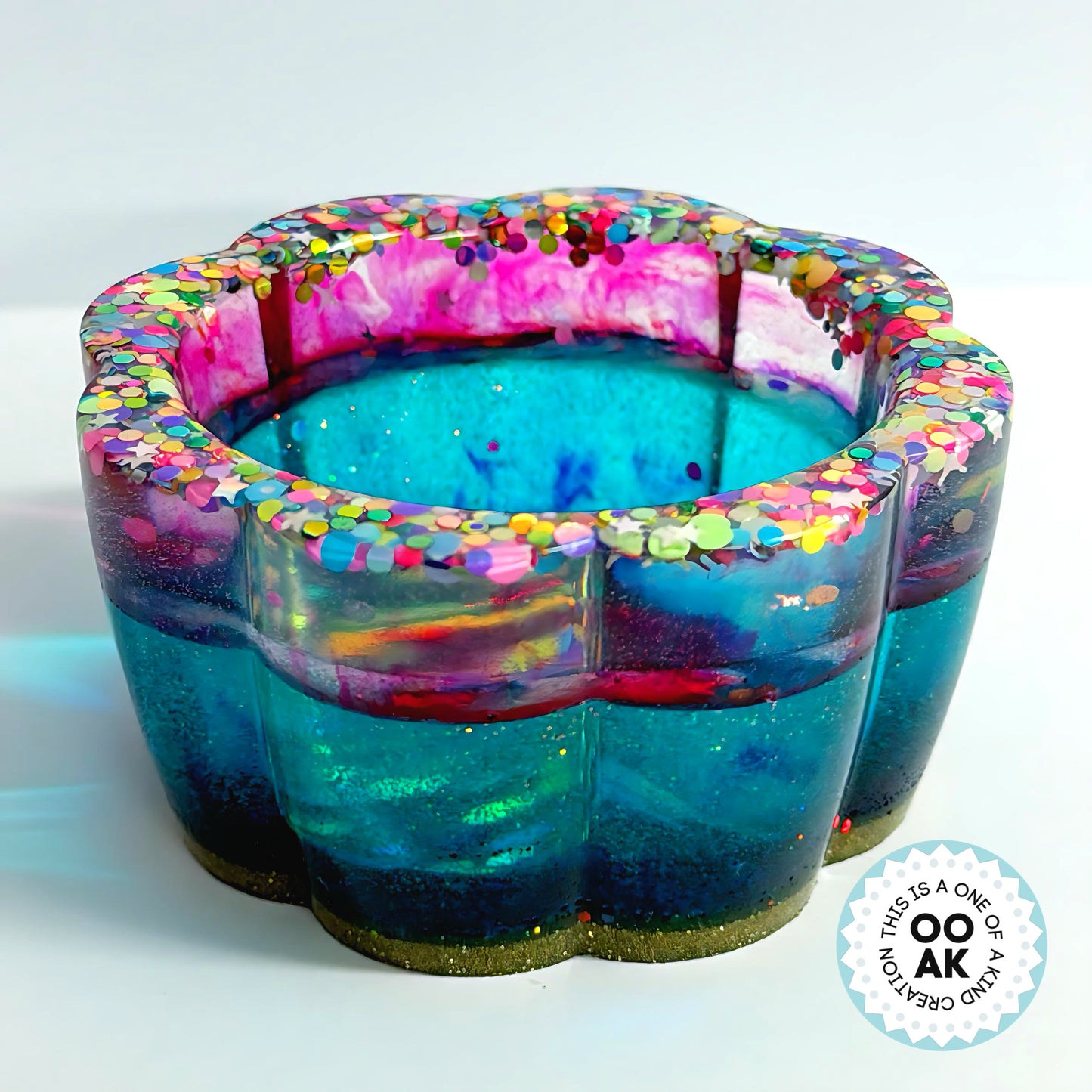 RAINBOW SHIMMER Medium Cast Resin Trinket bowl