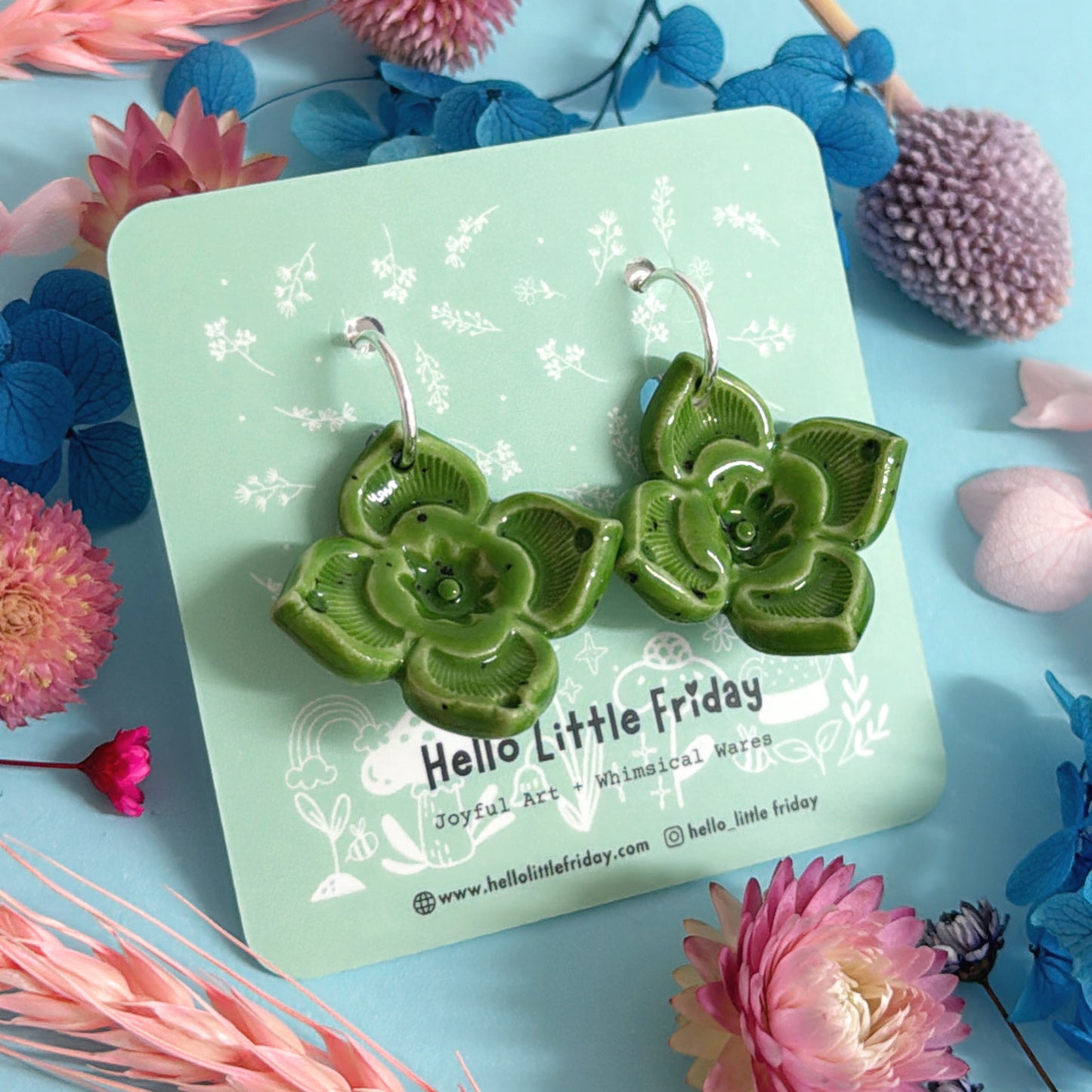 PETITE STARFLOWERS ~ Choose your colour : PORCELAIN Drop Earrings by Jo Kealley