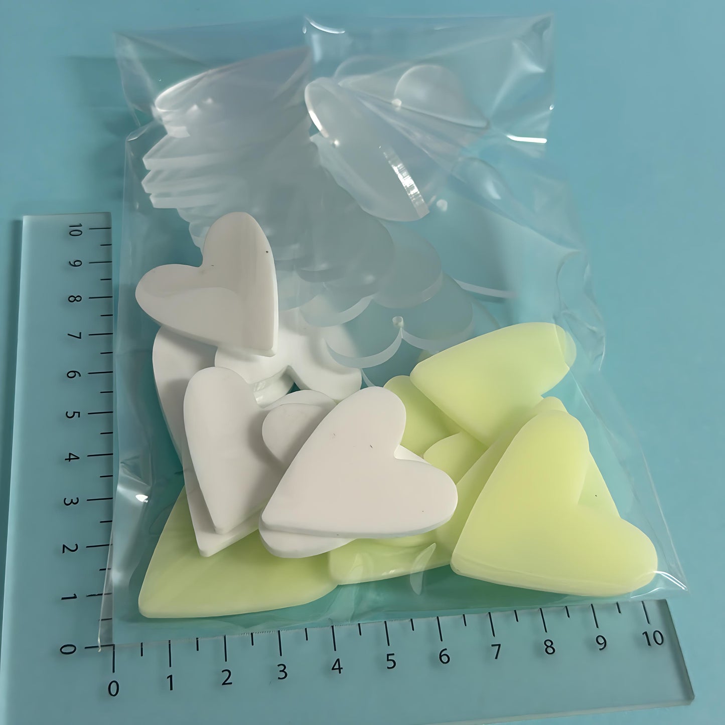 Large bag ASSORTED 35mm-40mm TALL HEARTS for drop earring size : 3mm white gloss clear frosted & glow in dark Acrylic components : Destash item
