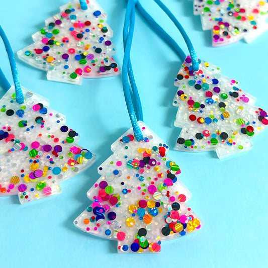 CHRISTMAS TREE : RAINBOW DISCO : Handmade Resin Tree Ornaments