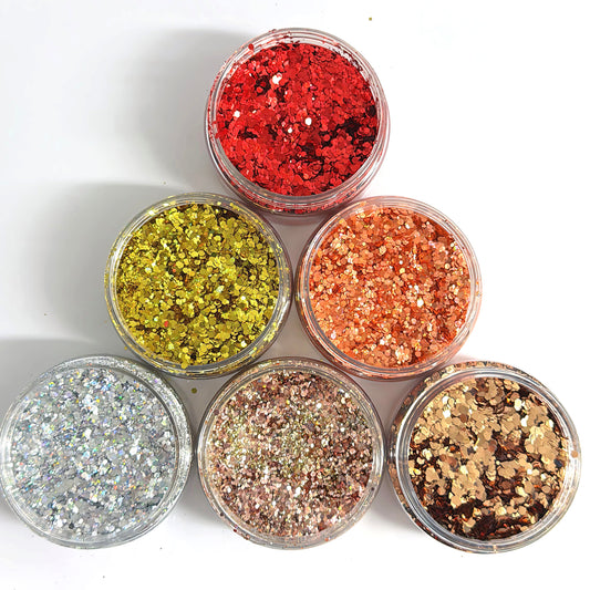 HOLOGRAPHIC DISCO HEX MIX : choose you colour : large black jar : Destash item