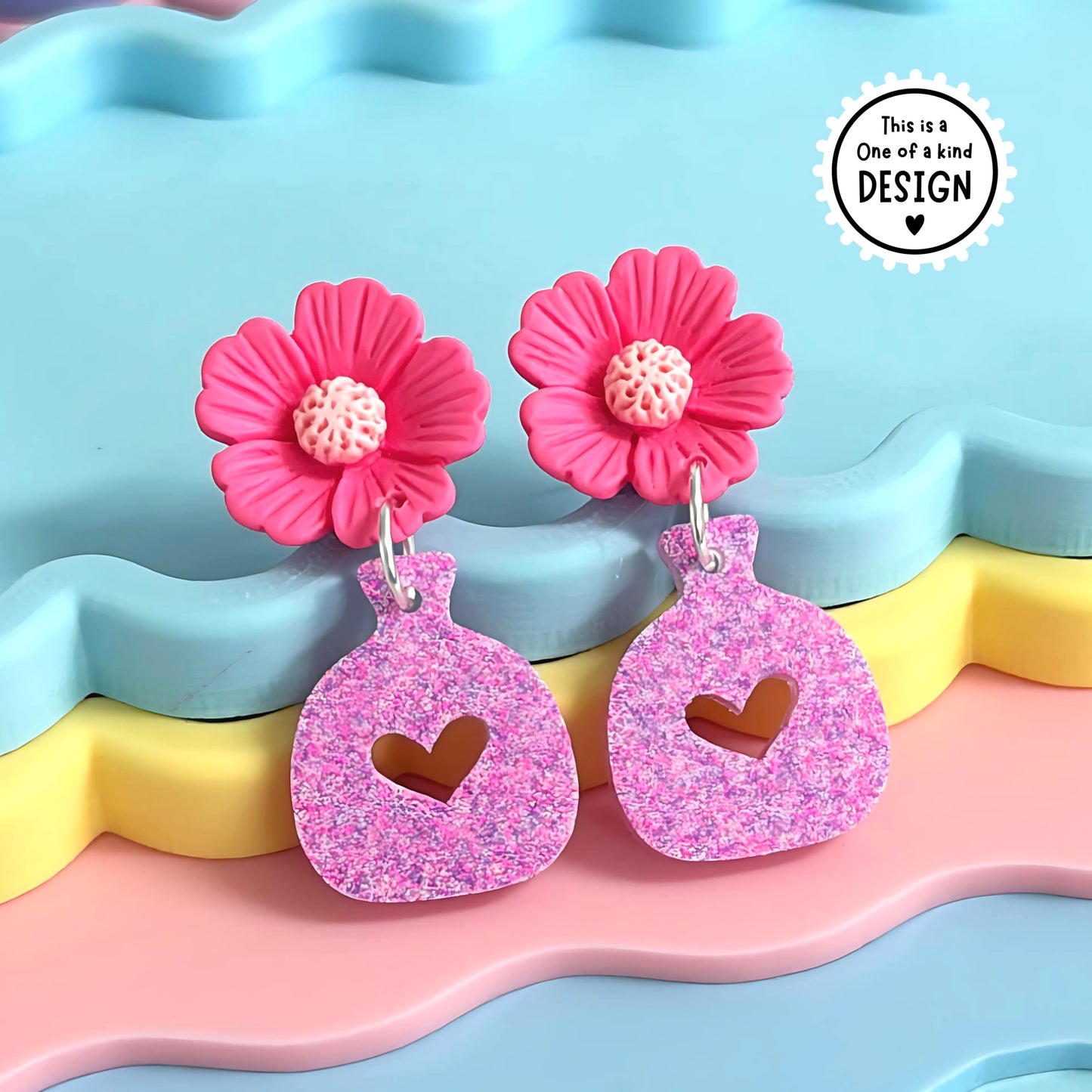 One of a Kind : BEAUTIFUL BOUQUET MINI : Handmade Resin DROP Earrings