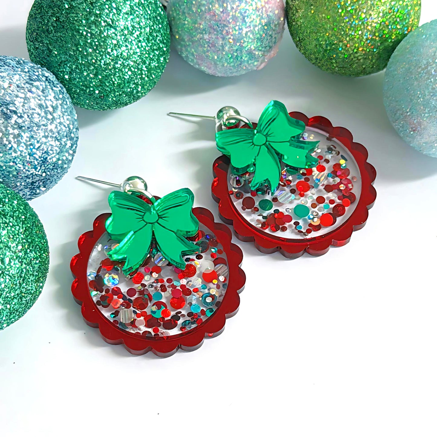 TWINKLING LIGHTS  : BAUBLES : Choose your colour : Handmade Resin & Acrylic Stud-top DROP Earrings