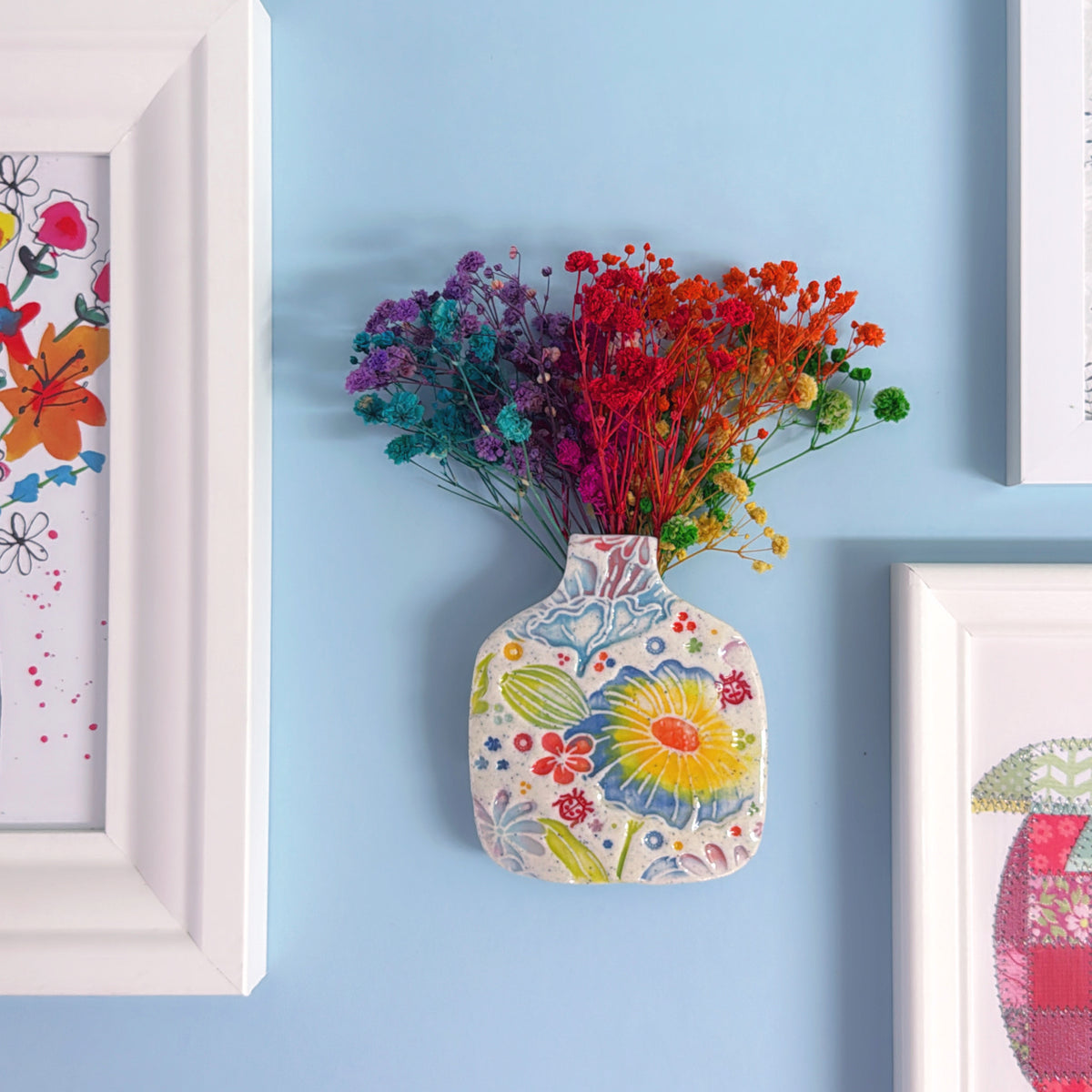 BOTANICA CERAMICA : Rainbow Handmade Ceramic Wall Vase - Medium by Jo Kealley