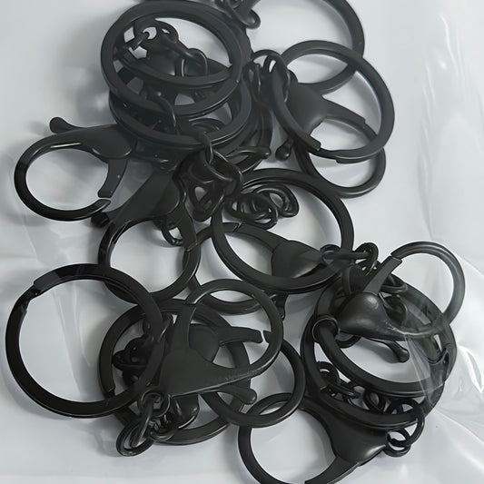 11 x Black key chain with large lobster clasp & split ring : Destash item
