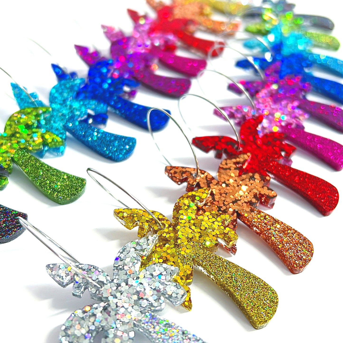 ALOHA : Glitterbomb Palms : Choose your colour : Handmade Resin DROP Earrings