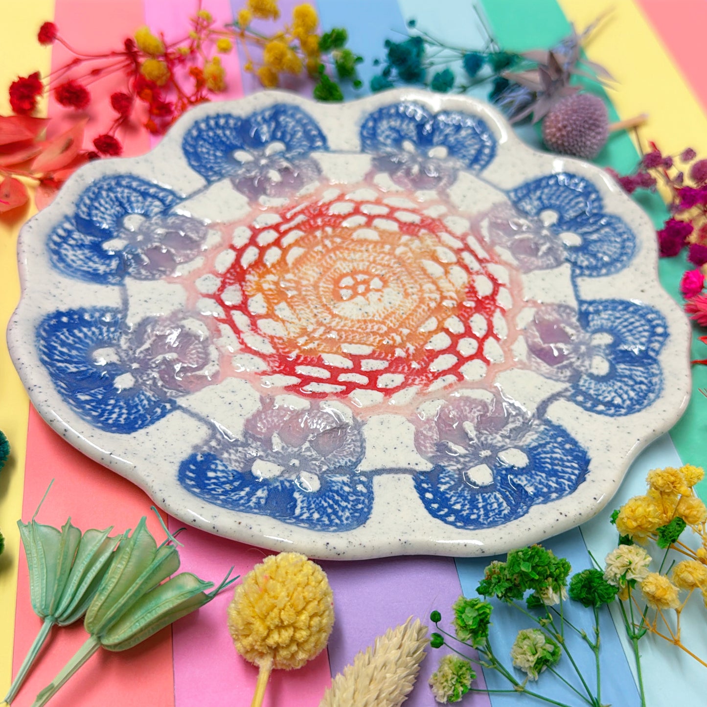 BOTANICA CERAMICA ~ Sarah’s Crochet Wave-edge Plate : Handmade Ceramic Treats & Tapas Dishes by Jo Kealley