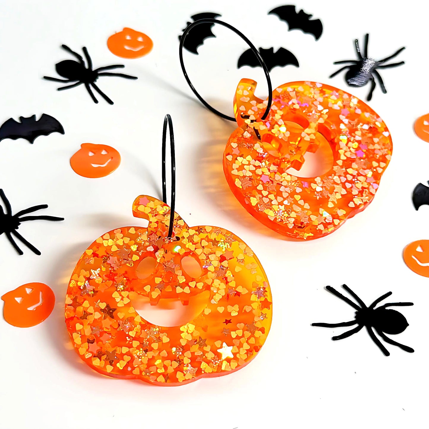 PUMPKIN GHOULS : Choose your colour : Handpainted Resin DROP Earrings