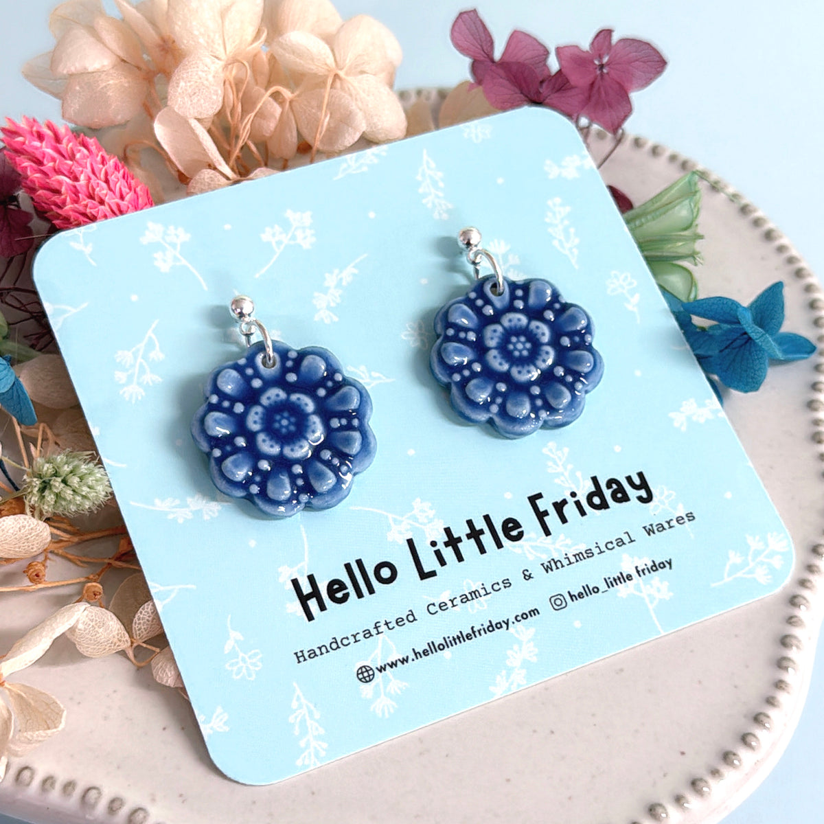 DAISY DOILIES : Choose your colour ~ PORCELAIN Drop Earrings Handmade by Jo Kealley