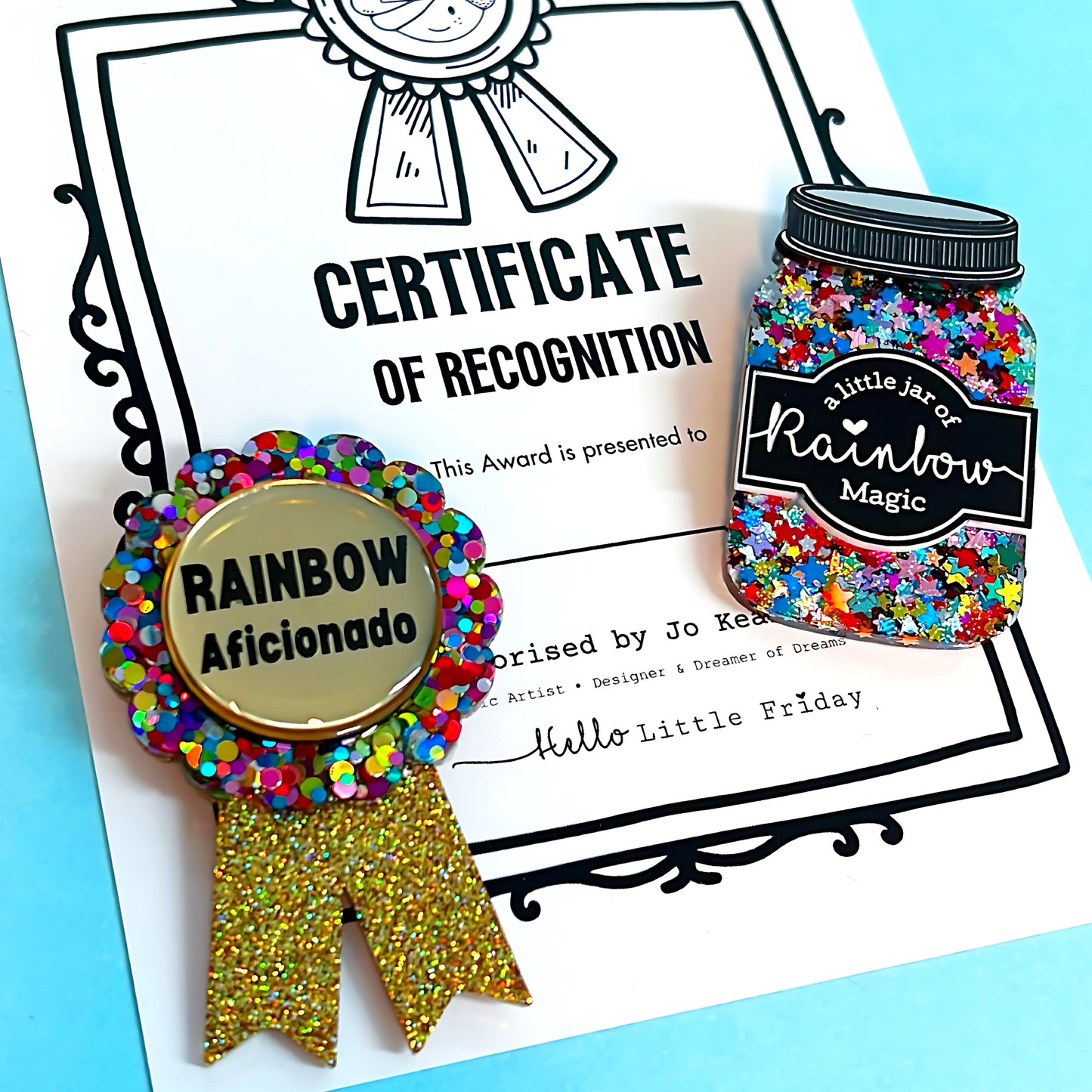 HELLO LITTLE AWARD :  RAINBOW AFICIONADO : Handmade Resin & Acrylic BROOCH