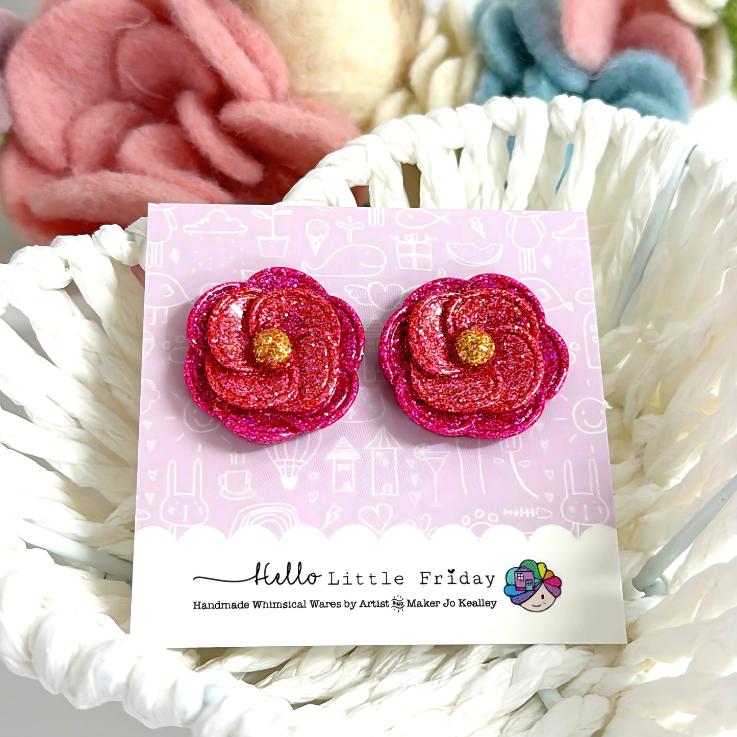 JEWEL BLOOMS : Choose your colour : Handmade Resin STUD Earrings