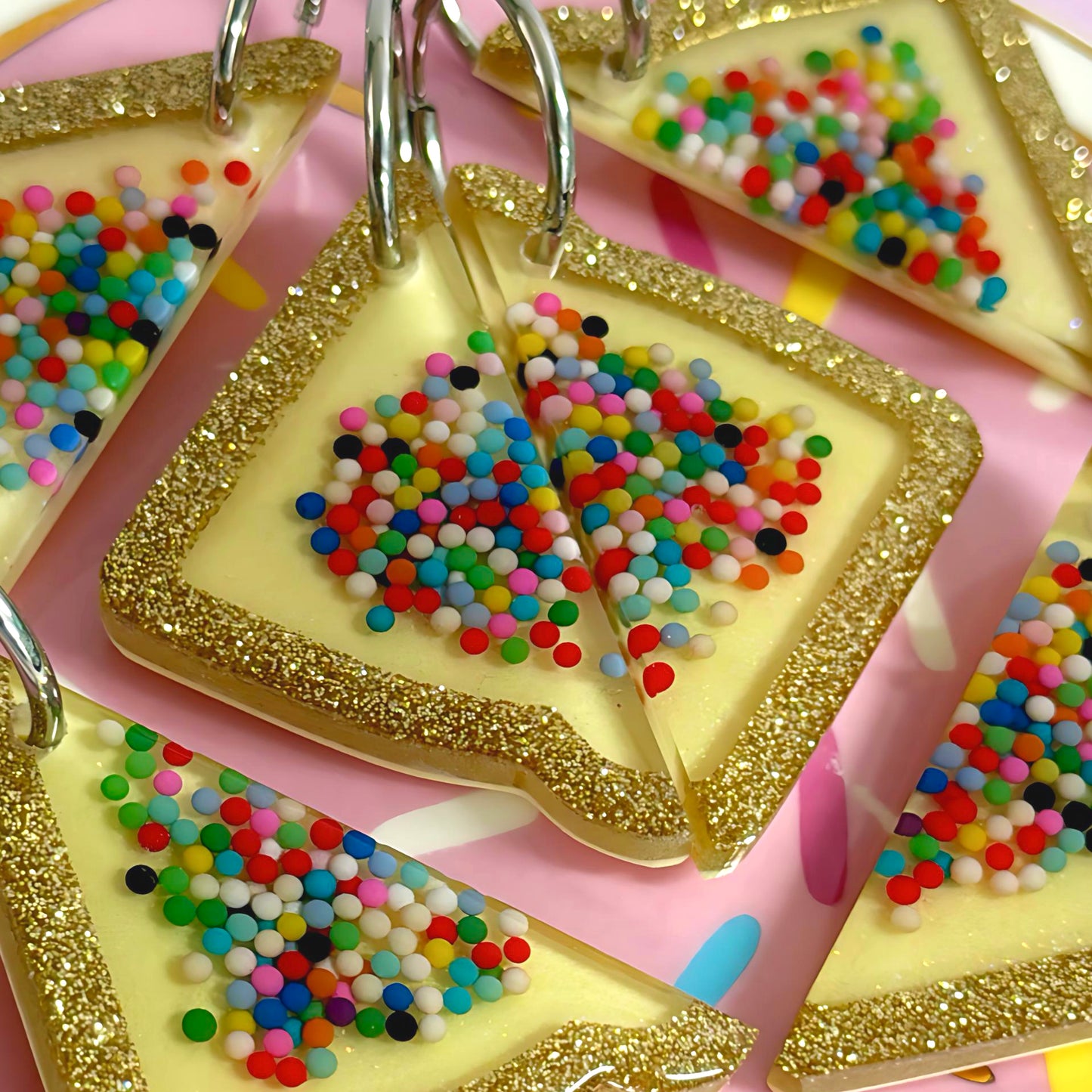 RAINBOW SPRINKLE FAIRYBREAD : Choose SILVER or GOLD hoops : Handmade Resin DROP Earrings