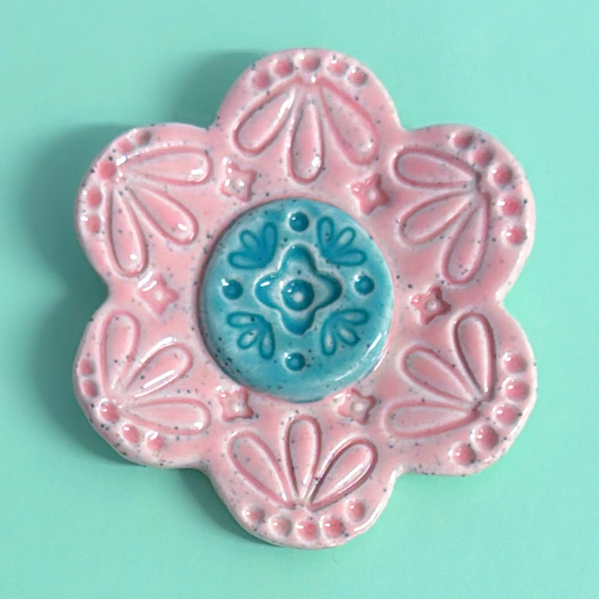 Pink 🩷 Mint & Teal WALLFLOWERS Wall Art : Choose your design : Handmade Ceramic Ornaments by Jo Kealley