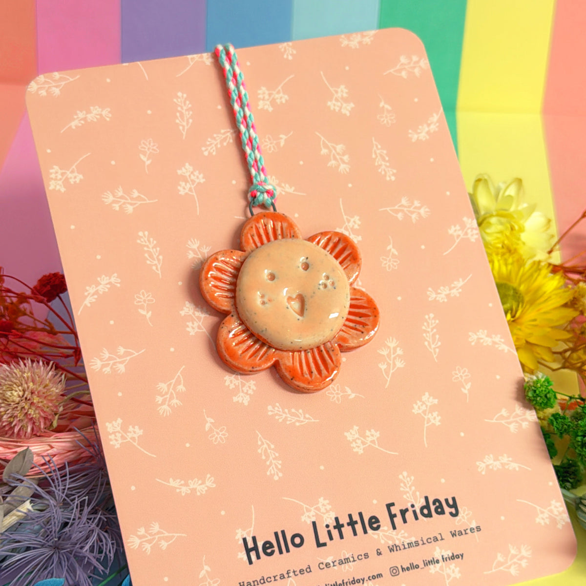 The Orange & Peach WALLFLOWERS ~ choose your design : Handmade Ceramic Wall Art Ornament by Jo Kealley
