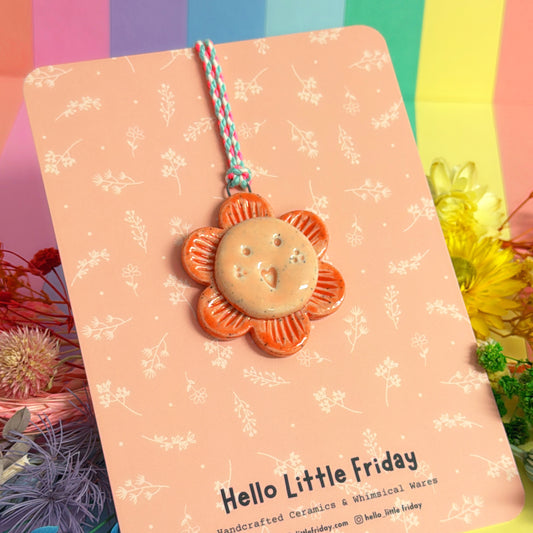 The Orange & Peach WALLFLOWERS ~ choose your design : Handmade Ceramic Wall Art Ornament by Jo Kealley