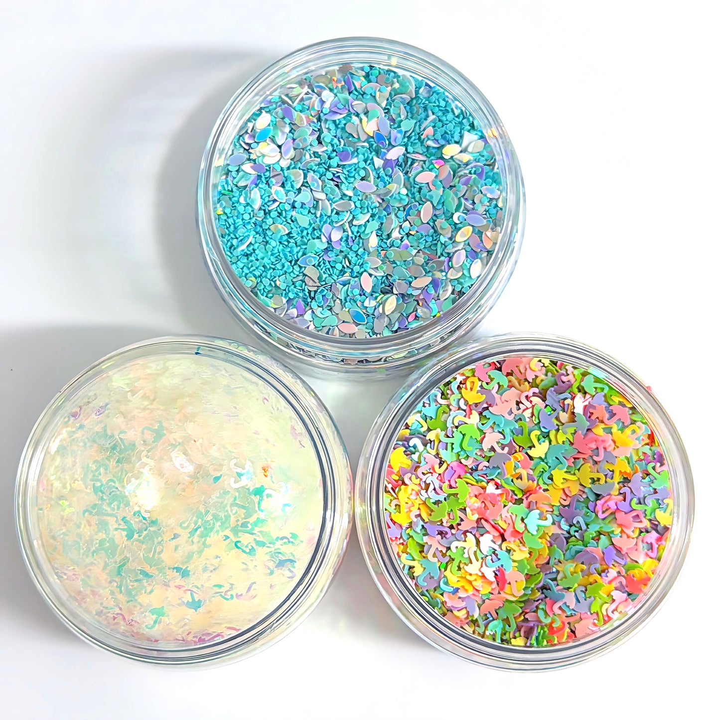 THE RAINY DAY COLLECTION : tiny UMBRELLAS & RAINDROPS Glitter : choose your colour : large black jar : Destash item