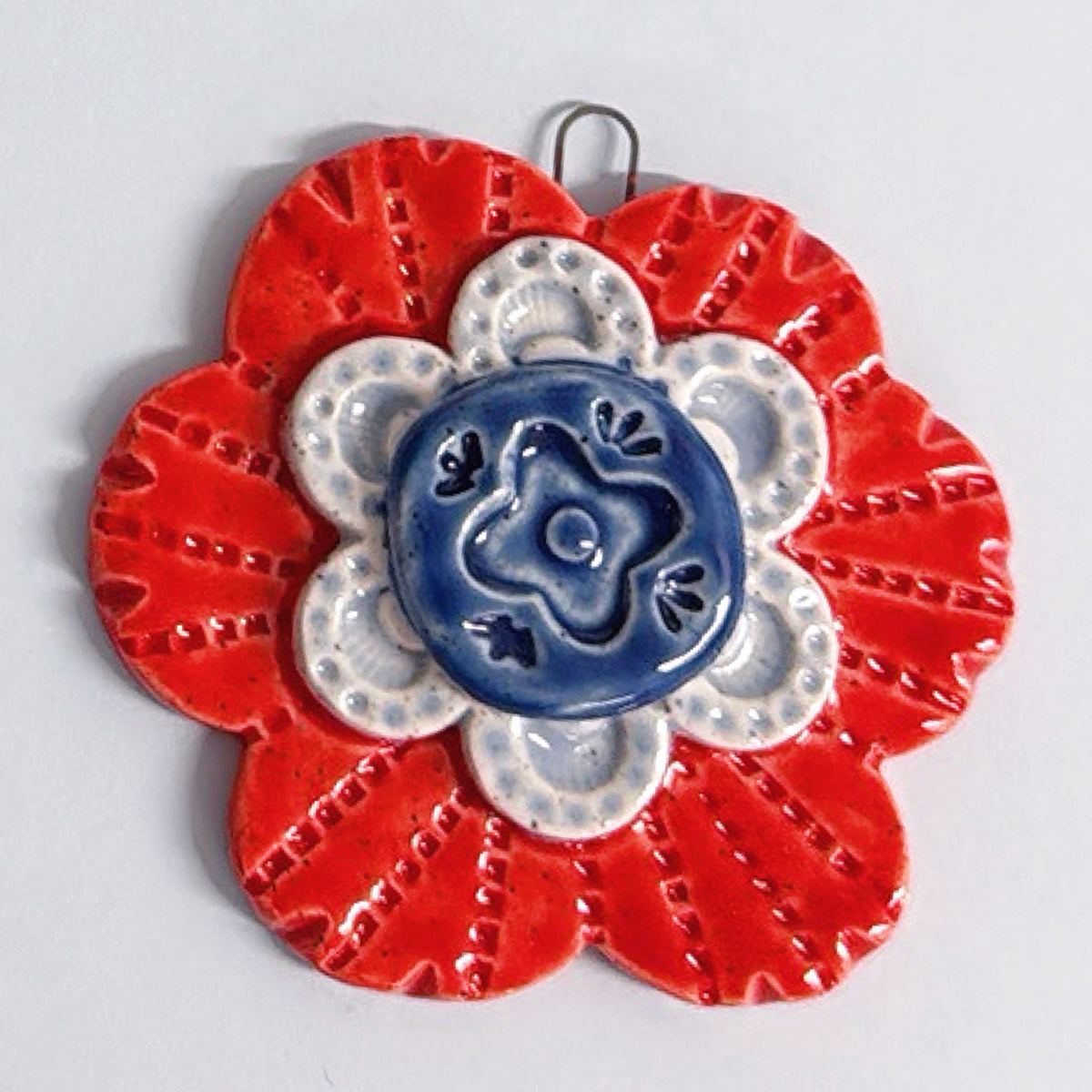 Ruby red Sky Blue & Cobalt 💙 WALLFLOWERS Wall Art : Choose your design : Handmade Ceramic Ornaments by Jo Kealley