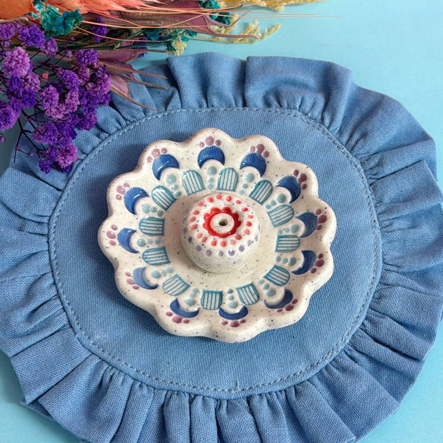 RAINBOW DAYDREAMS : Handmade Ceramic Incense Holder by Jo Kealley