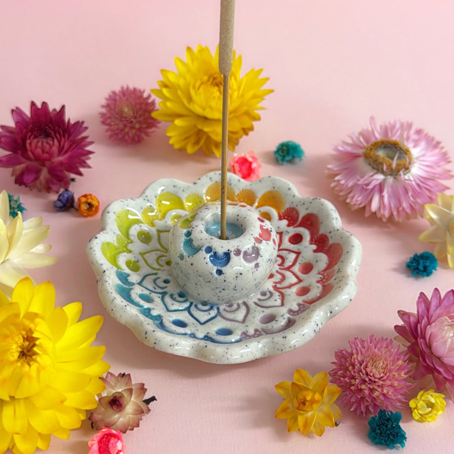 RAINBOW DAYDREAMS : Handmade Ceramic Incense Holder by Jo Kealley