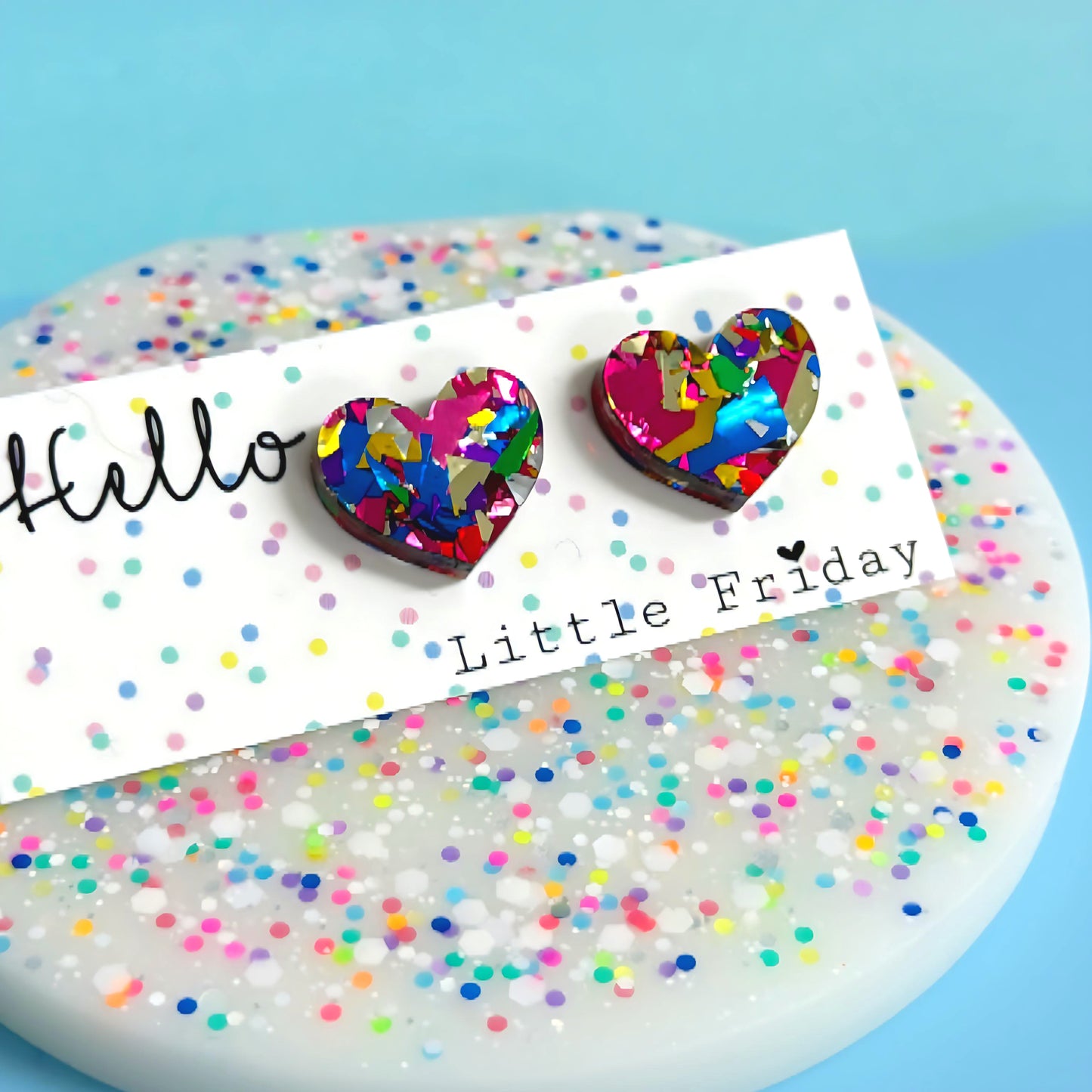 OPAL RAINBOW HEARTS : Choose your colour : Handmade Resin Earrings