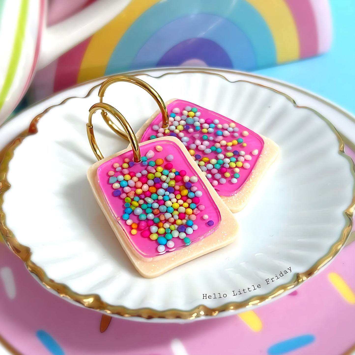 HELLO LITTLE Sprinkle Cookies : 100s & 1000s Biscuits  : Handmade Resin DROP Earrings