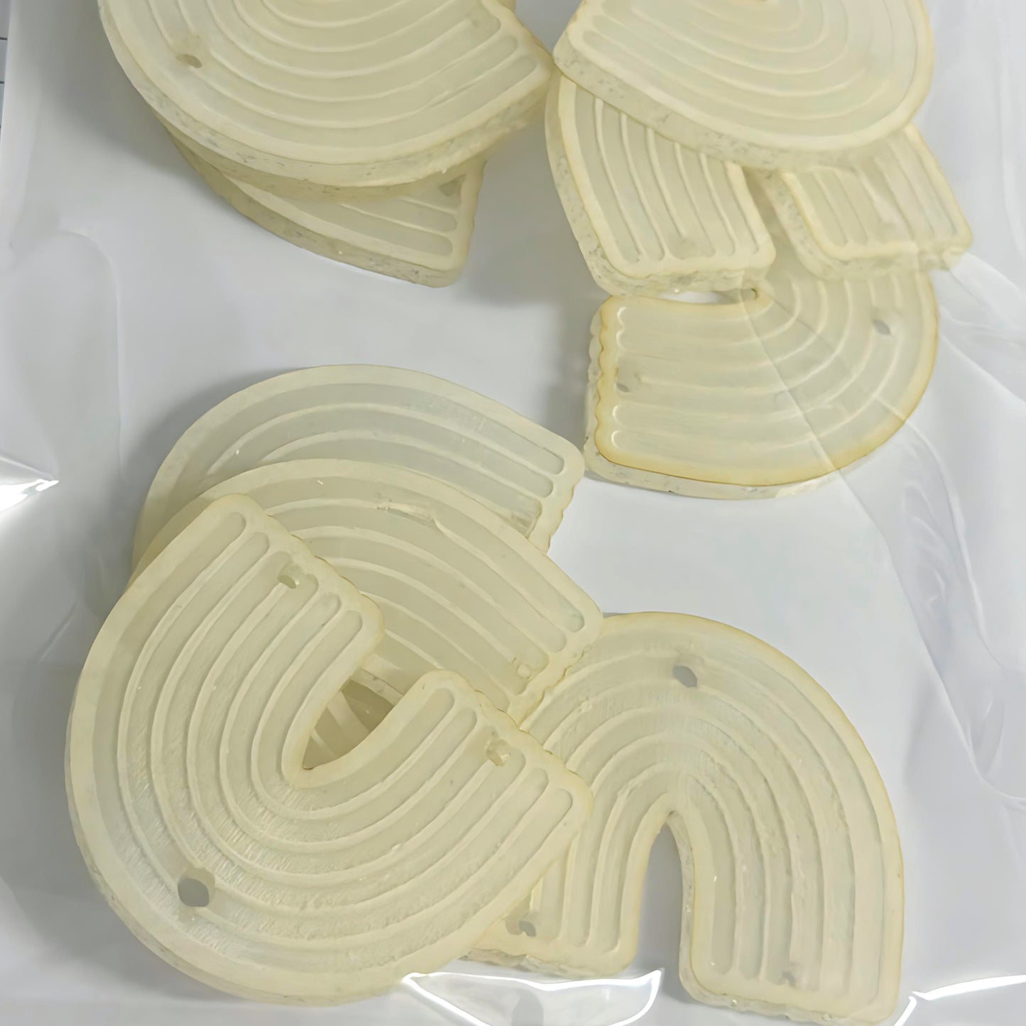 5 pairs 45mm RAINBOWS in SPARKLE GLITTER Acrylic: Paint fill : Etched Laser Cut Acrylic components : Destash item