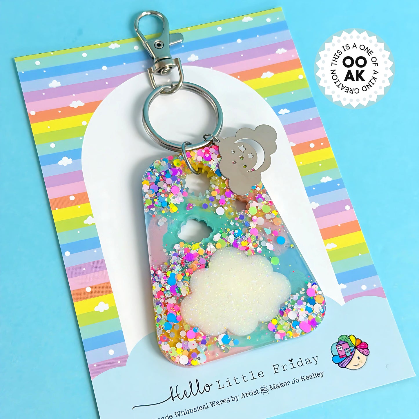 RAINBOW CONFETTI : Handmade Resin KEY CHAIN or BAG CHARM