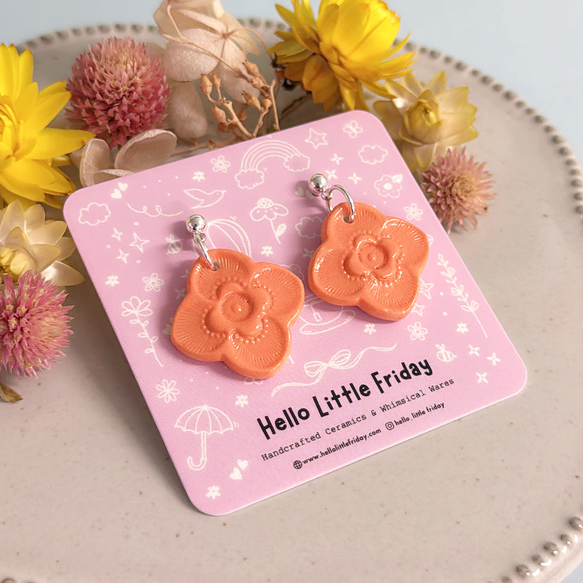 Petite LILAC BLOOMS : Choose your colour ~ PORCELAIN Drop Earrings Handmade by Jo Kealley