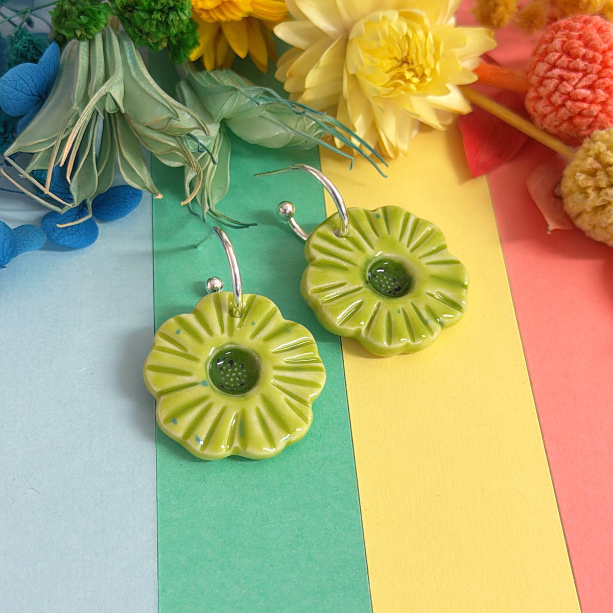 PRIMROSES in the SPRING ~ Choose your colour : PORCELAIN Drop Earrings by Jo Kealley
