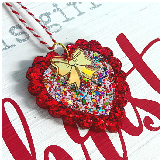 THE HEART OF CHRISTMAS: SHIMMERING RUBY RAINBOW : Christmas Decoration & Keepsake : Handmade Cast Resin ARTWARES