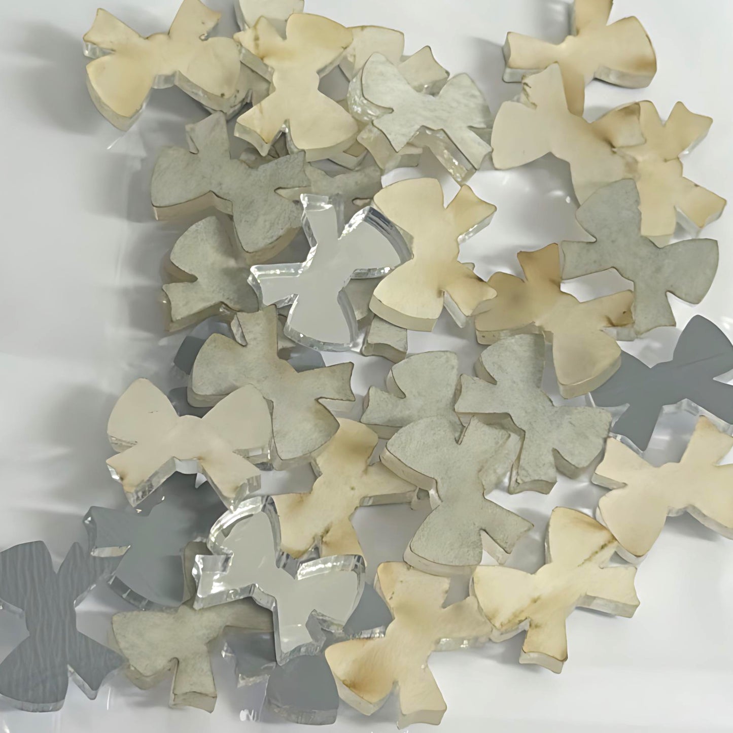 15mm BOW SILVER MIRROR : Stud components : Laser Cut Acrylic components : Destash item