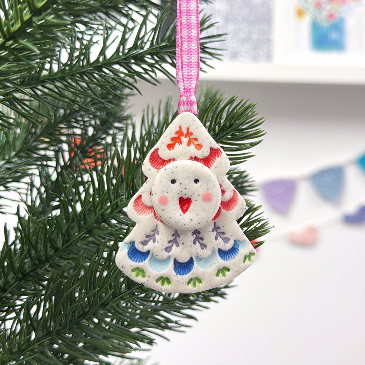 The Happiest Rainbow Tree ~ Choose your design : Medium Handmade Ceramic Christmas Ornaments  by Jo Kealley