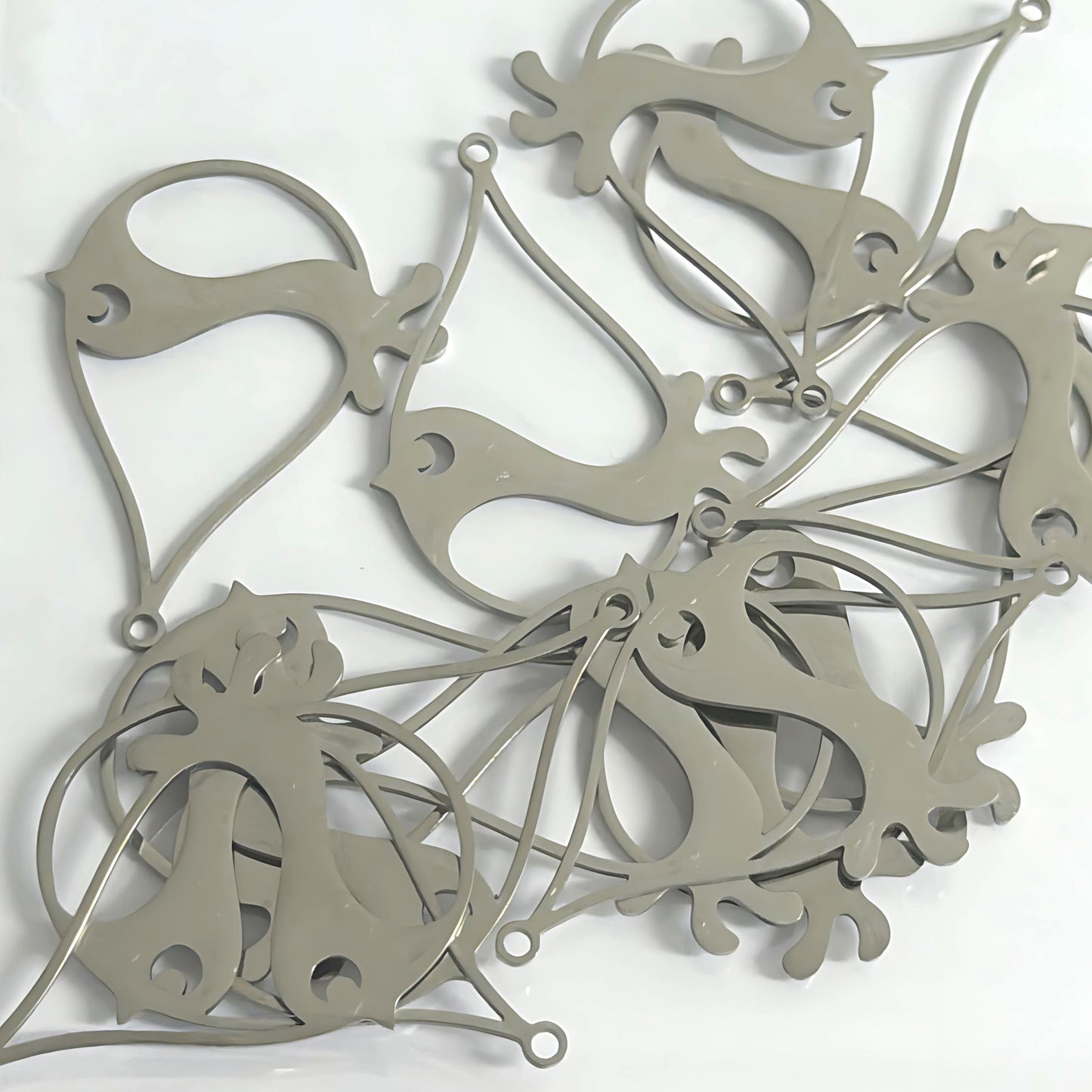 7 pairs 40mm BIRD stainless steel metal charms components : Destash item