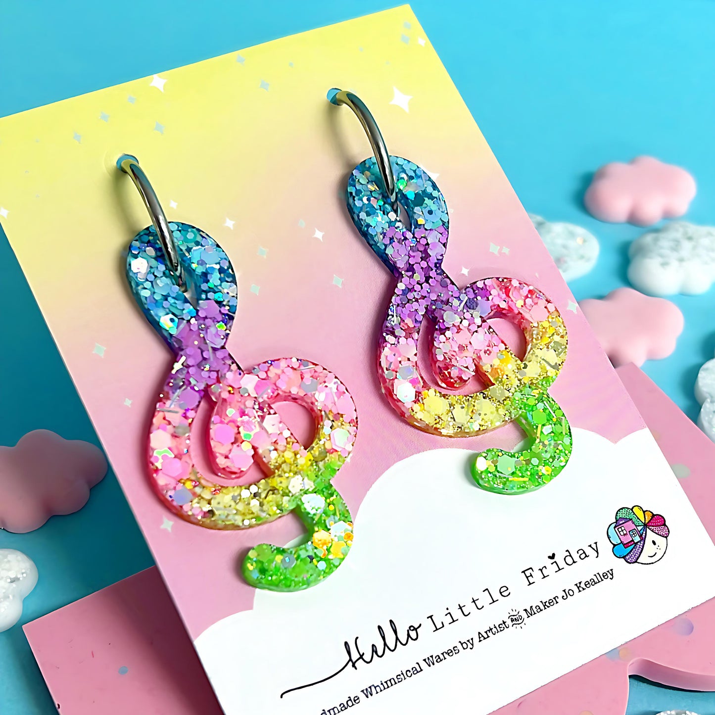 WE ARE THE MUSIC MAKERS : RAINBOW OMBRÉ : Handmade Resin DROP Earrings