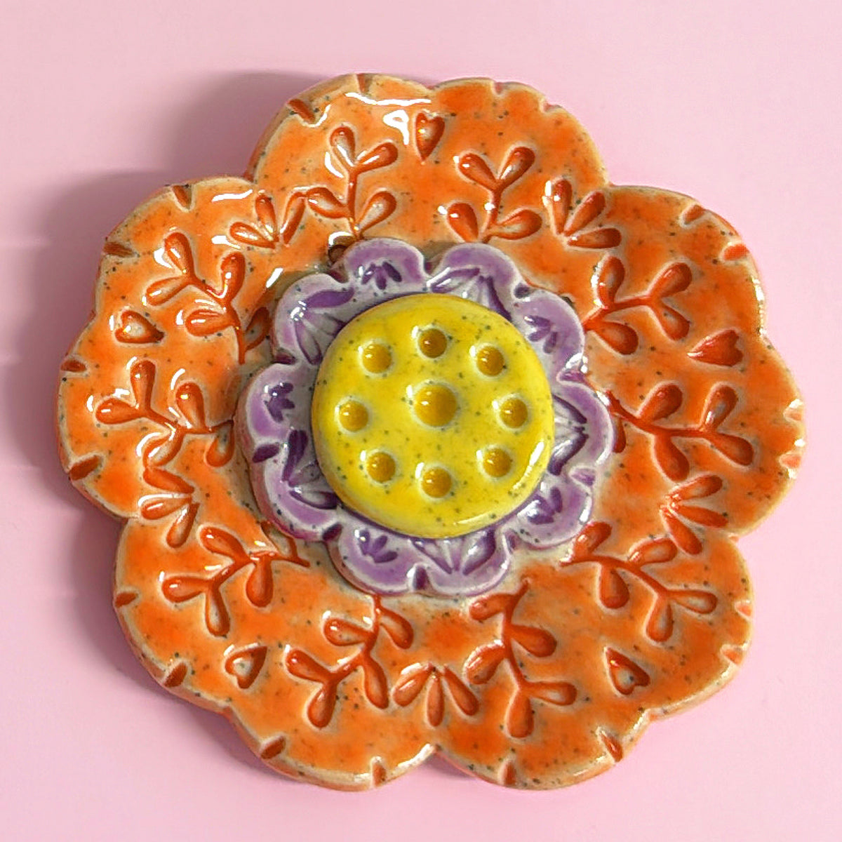 Sunshine Peach & Lilac WALLFLOWERS Wall Art : Choose your design : Handmade Ceramic Ornaments by Jo Kealley