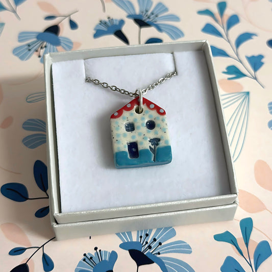 Hello Little HOMES : Choose your Home : Handpainted One of a kind : Ceramic Home Pendants by Jo Kealley