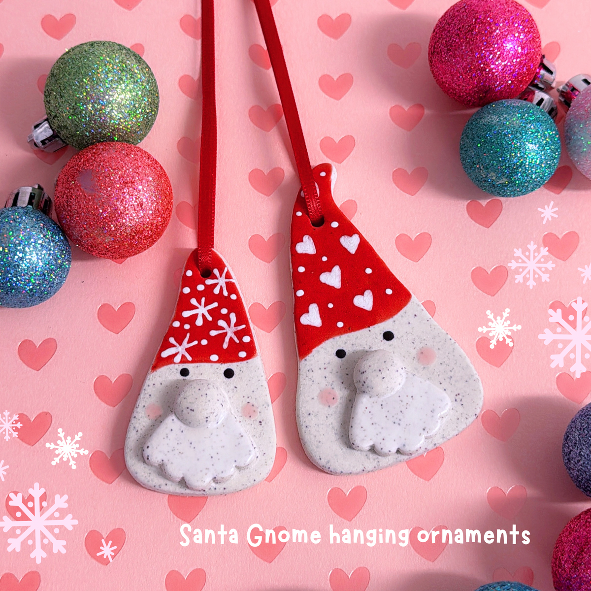 Santa Gnomes ~ Choose your design : Handmade Ceramic Ornaments by Jo Kealley