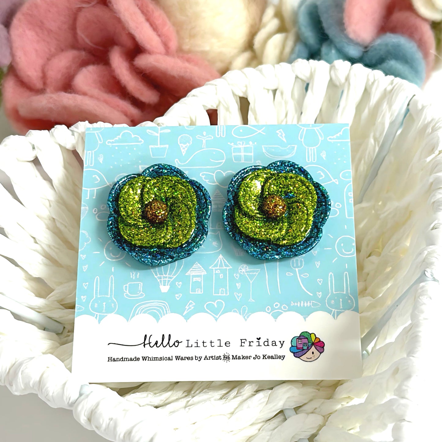 JEWEL BLOOMS : Choose your colour : Handmade Resin STUD Earrings