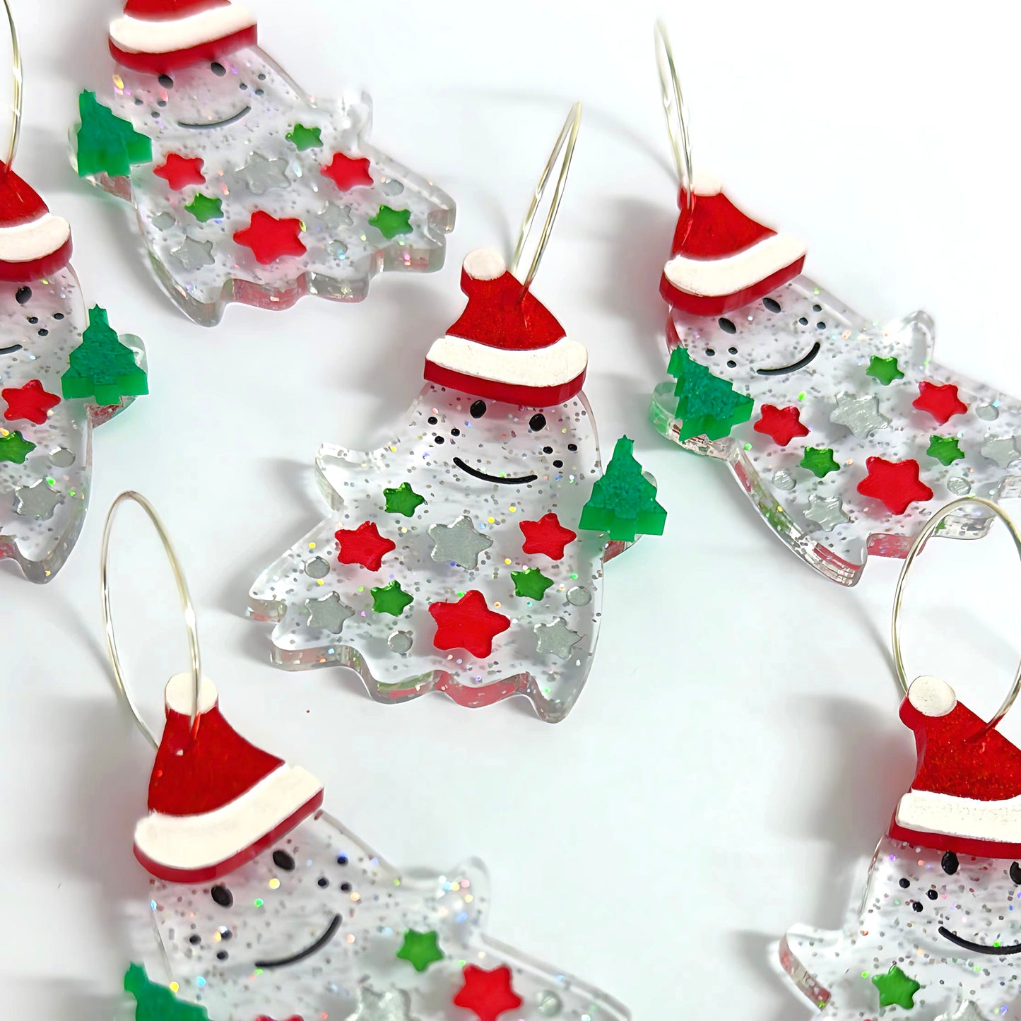 THE GHOSTS OF CHRISTMAS PAST : Handpainted Acrylic DROP Earrings